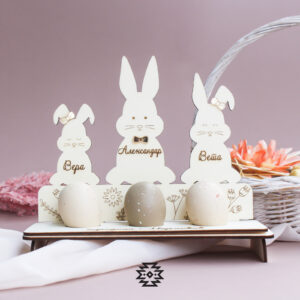 Drvena porodica zečeva sa 3 mesta